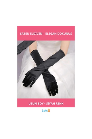 Letsii Uzun Boy Ekstra Parlak Saten Eldiven Siyah Renk Çok Renkli