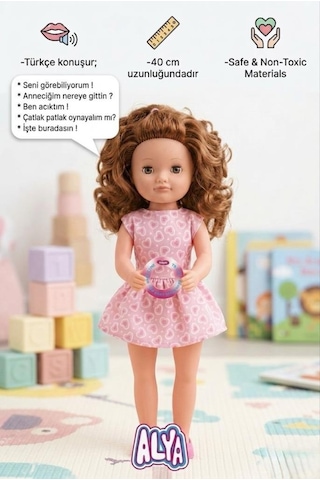 Alya Türkçe Konuşan Etkileşimli Eğitici Oyuncak Bebek 40 Cm Kafası Ve Kolları Et Bebek 46044881