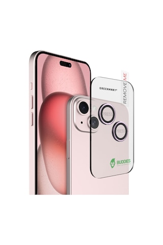 Buddıes Apple Uyumlu iPhone 15 / 15 Plus Kamera Lens Koruyucu Pınk Pembe