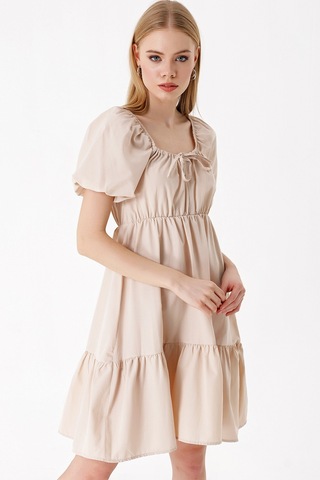 Bigdart 2351 Kloş Poplin Elbise - Bej 001