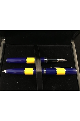 Steelpen Force Serisi 8603 Sarı Lacivert Dolma+tükenmez Kalem Çok Renkli