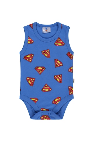 Civil Baby Superman Empirmeli 3-18 Ay Çıtçıtlı Badi - Mavi Saks Mavisi
