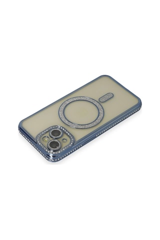 Sptmgldı Newface Apple iPhone Uyumlu 15 Kılıf Joke Simli Magneticsafe Kılıf - Lacivert