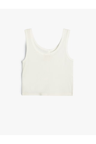 Koton Crop Atlet Kolsuz Kalın Askılı U Yaka Düğme Detaylı Beyaz 4skg30009ak Beyaz