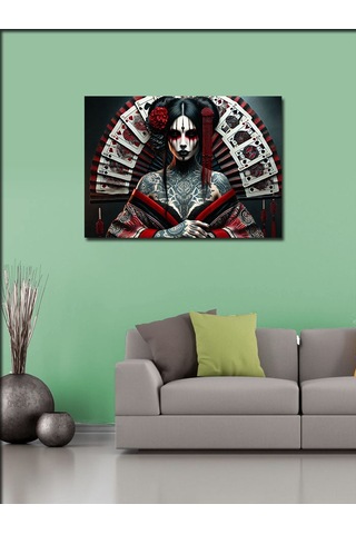 Kanvas Tablo Gotik Kadın Ve Dramatik Makyaj 100cmx140cm