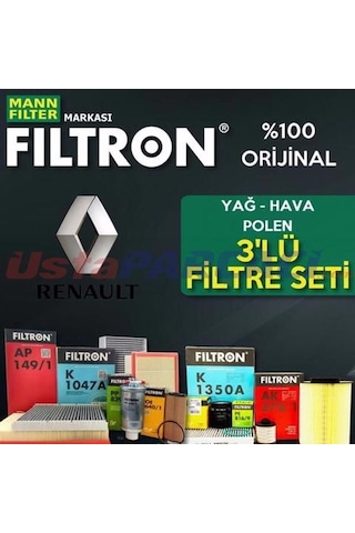 Renault Clio 3 1.5 Dcı Mann Filtron Filtre Bakım Seti 2005-2012 (495301339)