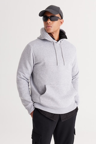 AC&Co / Altınyıldız Classics Erkek Gri Melanj Standart Fit Normal Kesim Kapüşonlu Kanguru Cepli Pamuklu Sweatshirt Gri