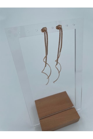 Xbaby Sıra Taşlı Dalgalı Rose Gold Sallanan Küpe Çok Renkli