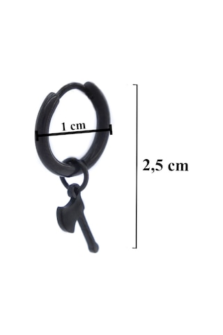 FerizZ 316L Çelik Unisex Siyah Tek Balta Küpe UNK-486 Siyah