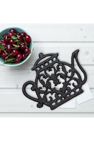 Homyl Çaydanlık Isı Mat Potholder Noslip Dökme Demir Içi Siyah