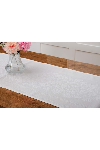 Finezza Lola Jakar Polyester Kumaş Krem Runner 45x150 cm   - 1412