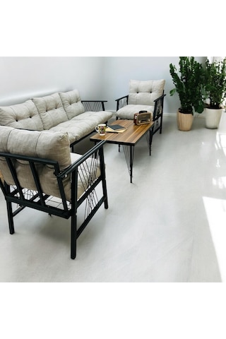 Lüx Bahçe Balkon Mobilyası , Koltuk Takımı , Cafe 3-1-1 Sehba Takımı Açıkgri