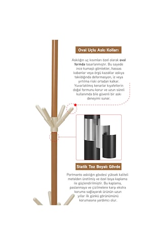 İronika Modern Portatif Elbise Askısı Ayaklı Portmanto Askı Vestiyer Askılık - Kahve Kahverengi