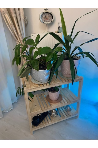 Çağlaa-design Doğal 3 Katlı 60 60 30 Cm Ahşap Dekoratif Çiçeklik-