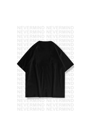 Nevermind Erkek Oversize Freedom Baskılı Erkek Tişört Yazlık Rahat Pamu Siyah