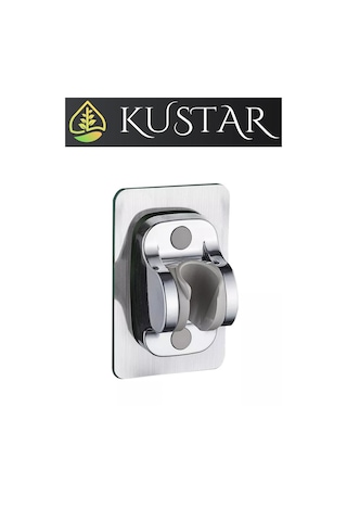 Kustar Krom Kendinden Yapışkanlı 15 Kg Taşıyabilen Nano Duş Başlığı Askısı Mafsal Kolay Temiz Kurulum Gri