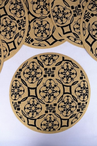 Digithome 6 Lı Jüt Amerikan Servisi Supla Yuvarlak Kahverengi 35 Cm Desen-6 Cly-j0035 C1-1-121 Kahverengi