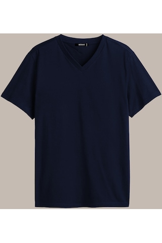 MMetalic Erkek Pamuklu Kısa Kollu V Yaka T-Shirt (501126077) Lacivert