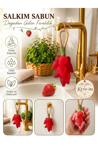 Keyfim Craft El Yapımı Salkım Çilek Sabunu - Dekoratif Ve Mis Kokulu Hediyelik Sabun Özel Kutulu
