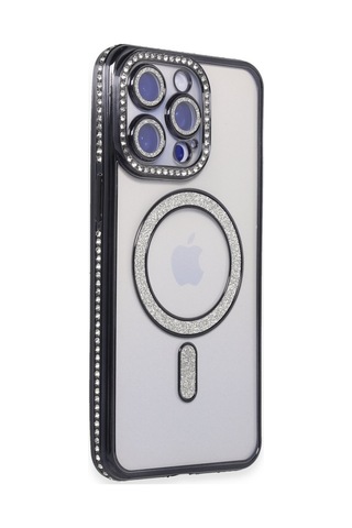 İphone 14 Pro Max Kılıf Joke Simli Magneticsafe Kılıf - Siyah Renk