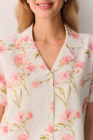 Suwen Ellen Pamuklu Gömlek Yaka Pijama Takımı Sh26517660b338 Ekru