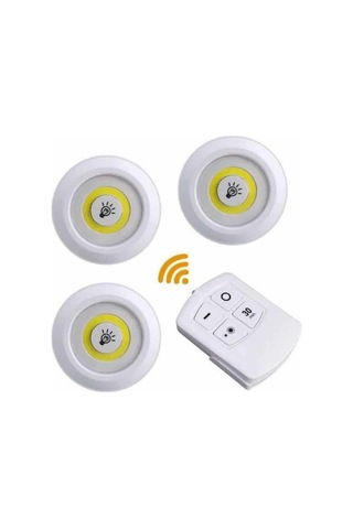 Northcity Kablosuz Pilli Led Spot Işıldak Seti - 3'lü Paket Mutfak, Banyo, Tezgah Altı Aydınlatma Beyaz Aydınlatma