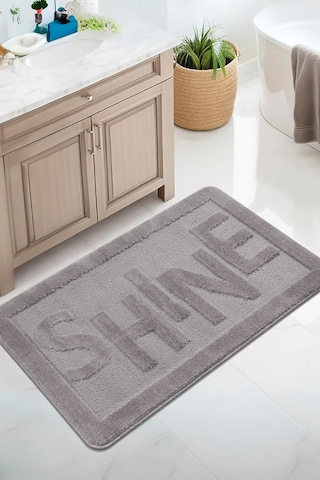 Doğal Kaymaz Taban Banyo Paspas Uzun Ömürlü Yumuşak Dokulu Su Emici Yıkanabilir Shine 60x100 Gri