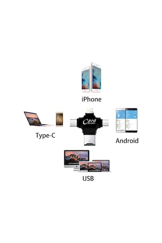 Card Reader 4ın1 Type-c- iPhone Uyumlu Lightning-micro Usb Hafıza Kart Okuyucu- 5775
