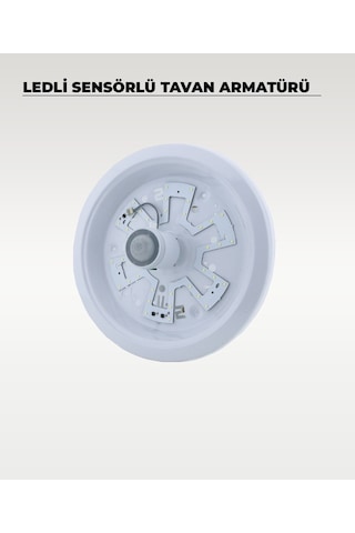 18w Ledli Sensörlü Tavan Armatürü 6500k Beyaz Işık - Cam / Metal Beyaz