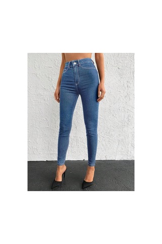 Kene Jeans Rahat Kalıp Mavi Dar Paça Cepsiz Skinny Fit Jeans Mavi