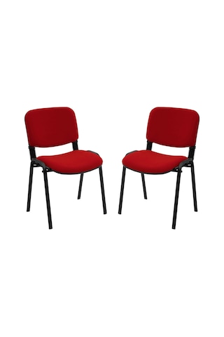 Ofisbazaar Form Kırmızı Misafir Sandalyesi 2'li Set Metal Ayaklı Ergonomik Bekleme Ve Toplantı Sandalyesi Kırmızı Kırmızı