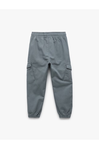Koton Pamuklu Gabardin Beli Bağcıklı Kargo Cepli Jogger Pantolon Mavi 6wmb40005tw Mavi