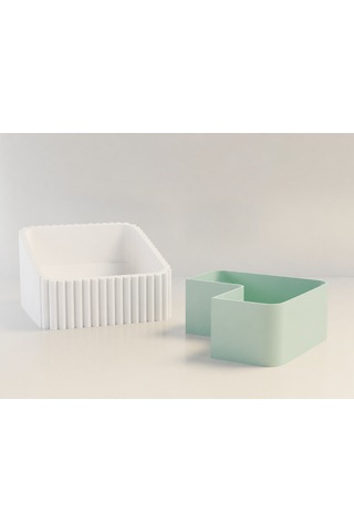 3d Baskı Fıstık Kasesi - Çift Hazneli Kabuk Ayırıcı Sunum Kasesi - Beyaz Mint Diğer
