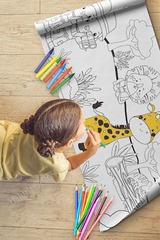 Melolisa Safari Temalı Aktivite Boyama Kağıdı 2.5 Metre Rulo - Bebek Ve Çocuk Için Eğitici Aktivite Kağıdı