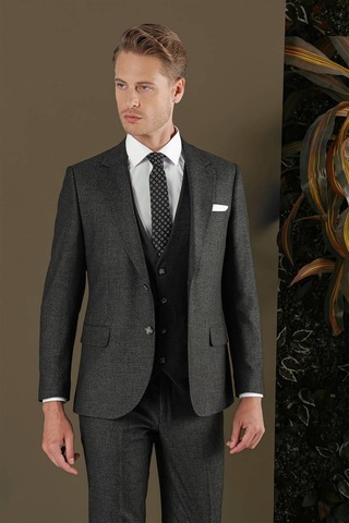 Efor Tk 876 Slim Fit Antrasit Klasik Takım Elbise Antrasit