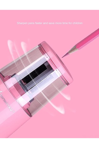 Yifomall Öğrenci Elektronik Ofis Seti: Otomatik Kalem Kesici, Silgi Ve Masa Süpürgesi - Pembe Plastik
