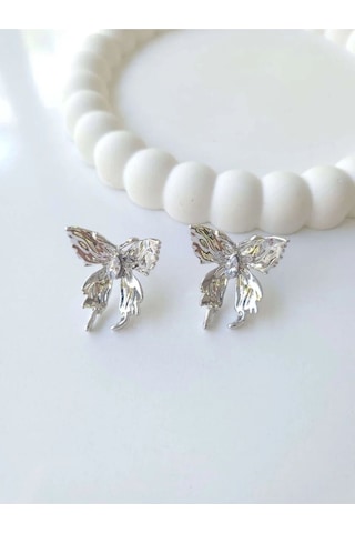 Çelik Silver Kelebek Küpe Sevgiliye Hediye