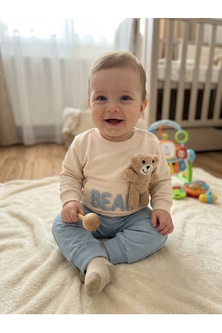 Güneş Kids Çocuk Oyuncak Ayılı İkili Takım Beyaz