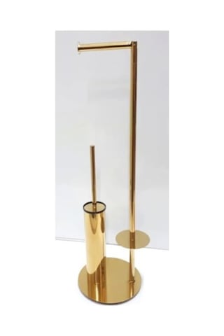 Defne Banyotuvalet Kağıtlık Ve Tuvalet Fırçası Standı Altın