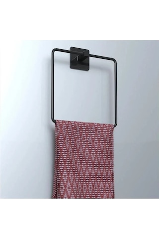 Yapışkanlı Siyah Fön Makinesi Askısı Havluluk Tuvalet Kağıtlık Rulo Havluluk Şampuanlık 9'lu Set Siyah