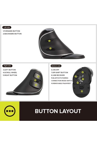 Şarj Edilebilir Bluetooth Ergonomik Usb Alıcı Bt1+bt2 6 Düğmeli Fare Kablosuz 4000 Dpı M618pd-siyah Diğer