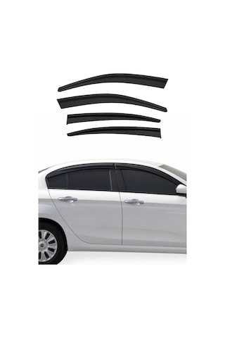 Fiat Egea Sedan 2015-2024 Uyumlu Araca Özel Sport Style Akrilik Cam Rüzgarlığı Koyu Duman 4 Parça
