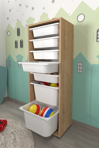 Bofigo 7 Sepetli Dolap Çok Amaçlı Dolap Oyuncak Dolabı Pera Safir Açık Kahverengi