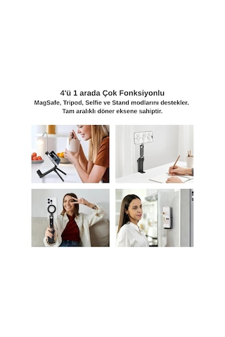 K&f Concept Magsafe Alüminyum Telefon Standı, Tripod Ve Selfie Stick Çok Fonksiyonlu 4'ü 1 Arada