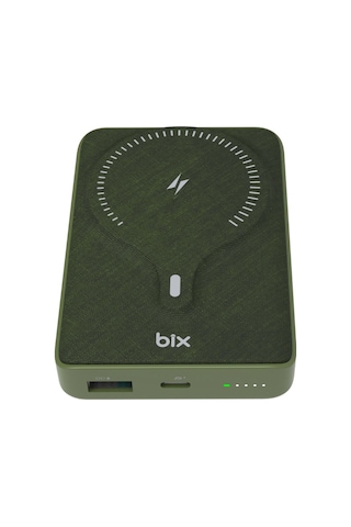 Bix Pb105 10000mah Pd20w Type-c Usb 15w Kablosuz Powerbank Yeşil