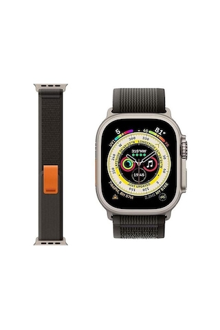 Apple Uyumlu  Watch 42mm 44mm 45mm 49mm 1/2/3/4/5/6/se/7/8/ultra Akıllı Saat Silikon Kordon Ve Kayışı Trail Loop Koyu Gri Turuncu