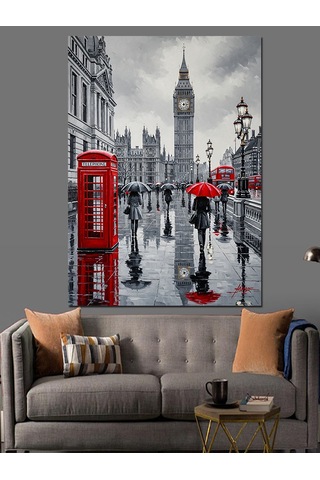Ahşap Tablo Londra Telefon Kulübesi Manzara