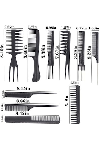 Suntek Salon Kuaförlük Berber Saç Fırçası Tarak 14-adet