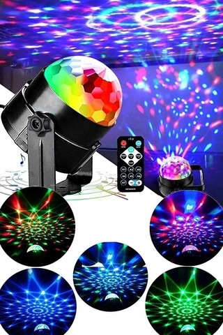 Kumandalı Sese Duyarlı Çok Renkli Led Disko Topu - Lazer Işıklı Parti Küresi Belirtilmemis