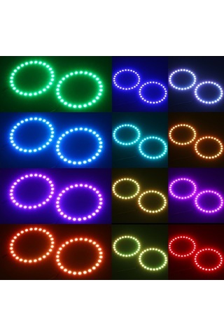 Ebitda 12v 80mm Rgb Led Halka Işık, 16 Renk & 4 Mod, Uzaktan Kumandalı Araç Aydınlatma, Moda Geçişli